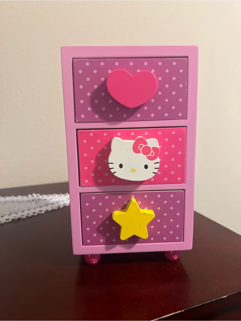 Hello Kitty Pink & Purple Mini Chest with Heart, Character & Star Pulls